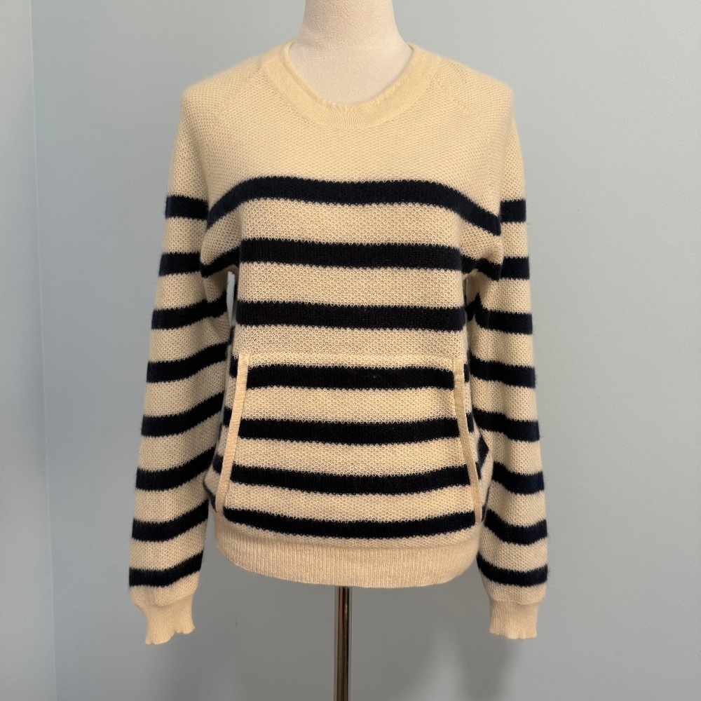 Allude Women’s 100% Cashmere‎ Front Pocket Stripped Sweater Size M